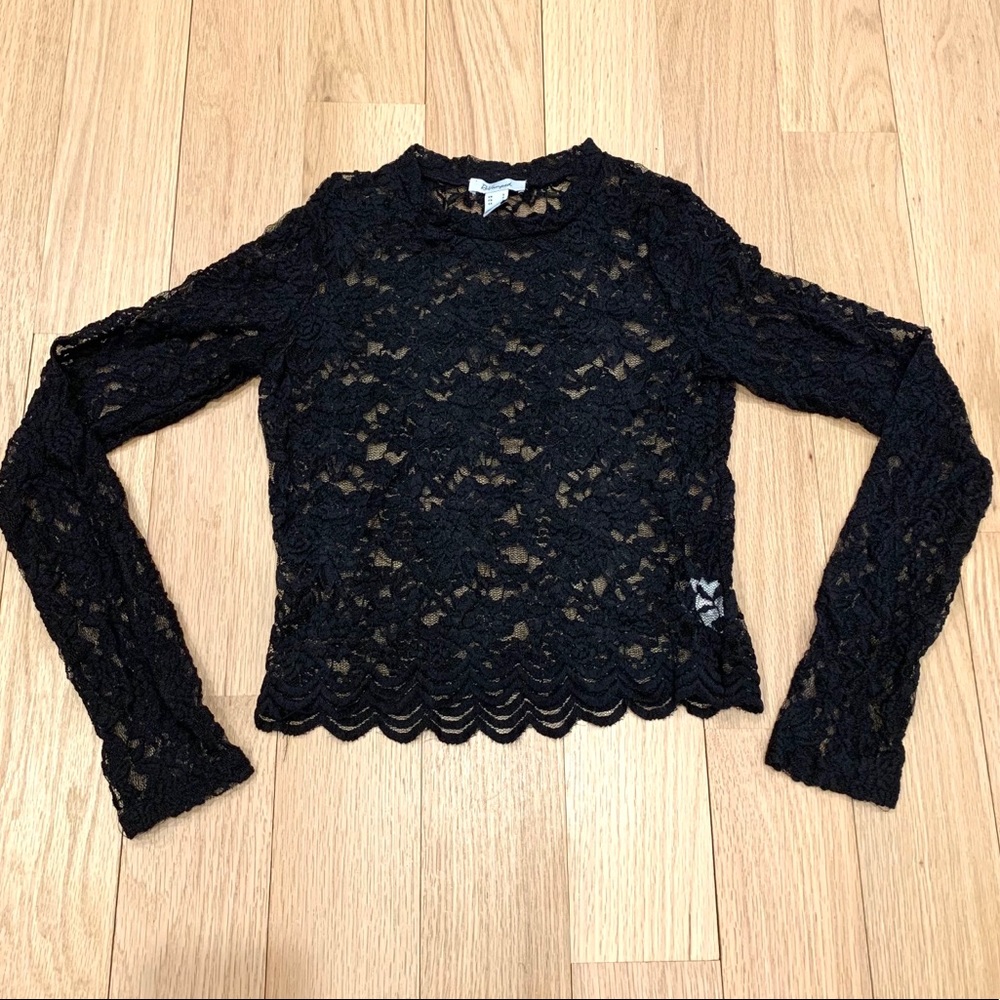 Black lace sheer top